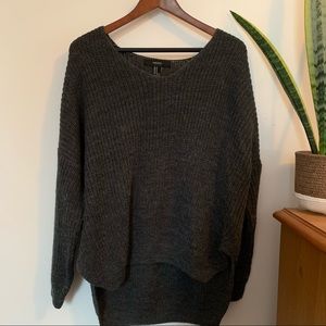 V Neck Grey Knit Sweater